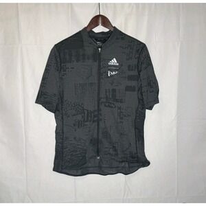 Adidas Women's Large Parley Cycling Jersey Black Full Zip Short Sleeve MSRP $170